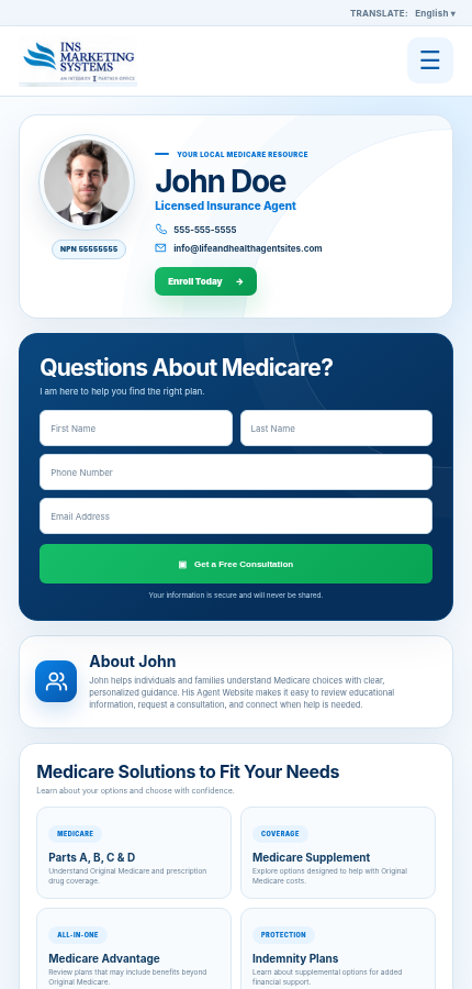 Mobile view of the John Doe Agent Website
